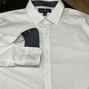 Beverly‎ Hills Polo Club Mens White Button Down Dress Shirt Size XL Long Sleeve